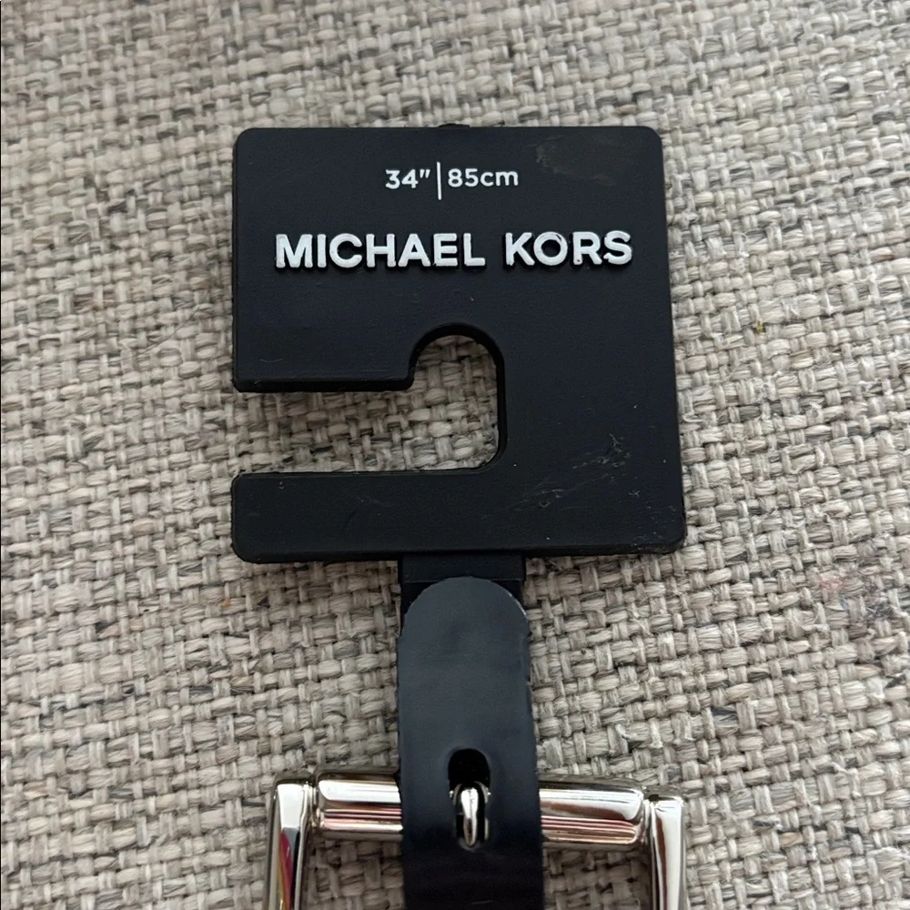 Michael Kors brown leather 31mm RECT dress pants belt size 34 NWT